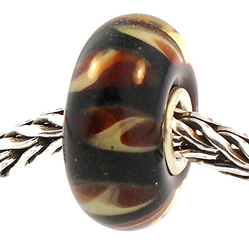 【中古】【未当て嵌める・未開封品】本物のTrollbeads Glass 61321 ダークレオパード