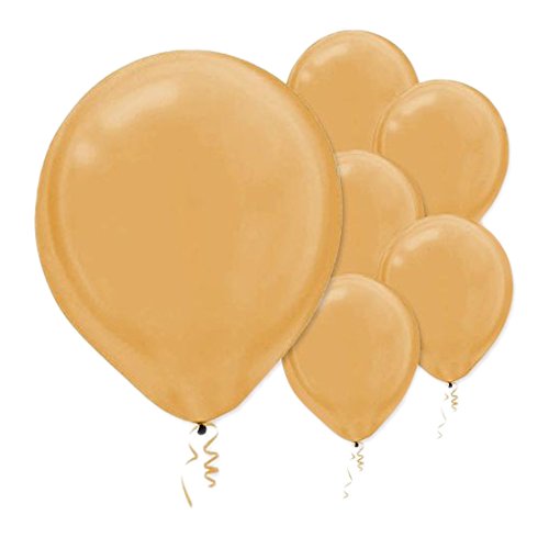 【中古】【未使用・未開封品】Amscan Pearlized Latex Balloons, 12, Gold by Amscan