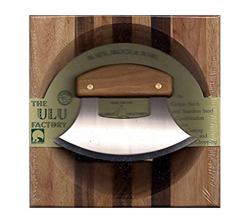 【中古】【未使用・未開封品】8 Block with Deep Dish Chopping Bowl and Alaskan Birch Handled Ulu by The ULU Factory|AJIMURA-SHOP