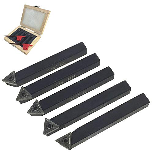 【中古】【未使用・未開封品】Anytime Tools 5 Piece 1/4" MINI LATHE INDEXABLE CARBIDE INSERT TOOL BIT SET by AnytimeTools [並行輸入品]｜AJIMURA-SHOP