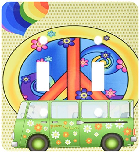 【中古】【未使用・未開封品】3drose LLC lsp _ 52231?_ 2?The 60s平和、愛、Flower Power Van and Peace Signアート、ダブル切り替えスイッチ