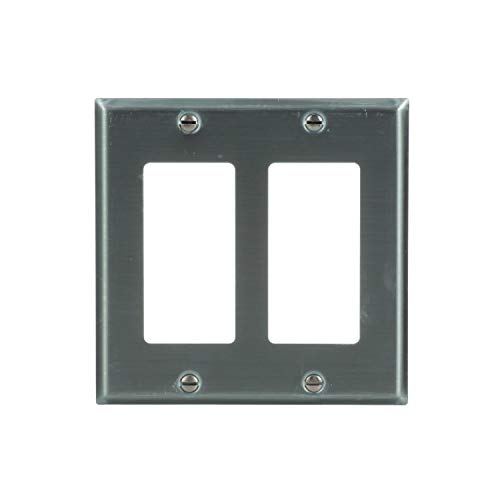 【中古】【未使用・未開封品】Eaton 93402標準サイズステンレススチール2-gang Decorator Wallplate、サテンブラシ仕上げ