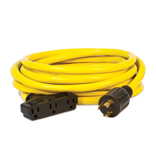 【中古】【未使用・未開封品】Champion Power Equipment 48034 25 ft. 30A 125V Generator Power 3750 Watts (L5-30P to Three 5-15R) Extension Cord, yellow