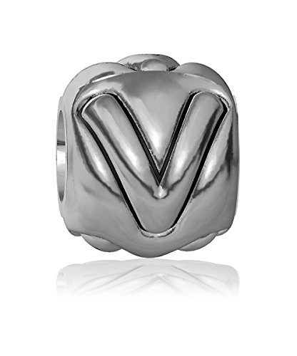【中古】【未使用・未開封品】V???ビーズ、単一Alphabet Initial Letter for名ブレスレット、Capital、大文字Vチャームブレスレットビーズ、エンボス加工、完了アルファベ