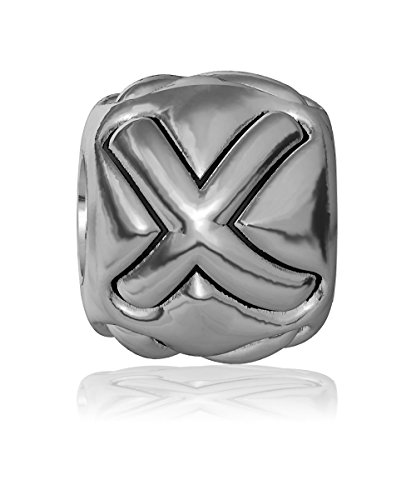 【中古】【未使用・未開封品】X???ビーズ、単一Alphabet Initial Letter for名ブレスレット、Capital、大文字Xチャームブレスレットビーズ、エンボス加工、完了アルファベ