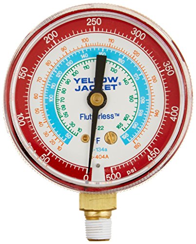 【中古】【未使用・未開封品】イエロージャケット 49015 2-1/2インチ ゲージ (華氏) 赤圧力 0-500 psi R-22/134A/404A