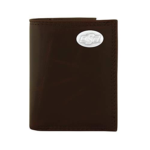【中古】【未使用・未開封品】NCAA Oklahoma State Cowboys Zep-Pro Wrinkle Leather Trifold Concho Wallet, Brown
