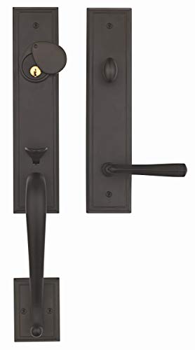 【中古】【未当て嵌める・未開封品】Rockwellプレミアムソリッド金管楽器エントリドアハンドルセット、耐久性、ハードウェアドアロックドアハンドル、部屋の入り口ハードウエアインチ Oil Rubbed Bro