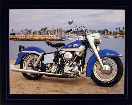 【中古】【未当て嵌める・未開封品】自動自転車 壁かざり付ける 1965 青み 食麺麭上端 ハーレーダビッドソン ビンテージアートプリントポスター (16x20)