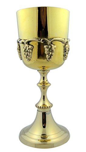 【中古】【未当て嵌める・未開封品】Polished Brass Communion Cup Chalice with Grapes Design, 6 Ounce by CB [並行輸入品]