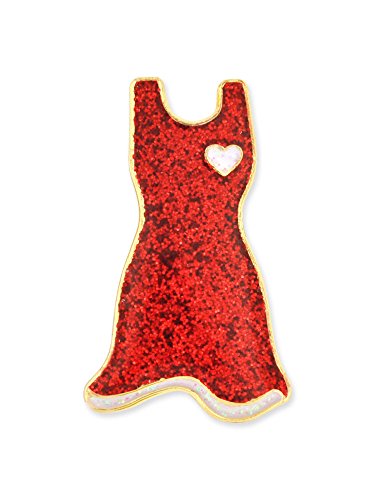【中古】【未使用・未開封品】PinMart Glitter Red Dress American Heart Month Enamel Lapel Pin