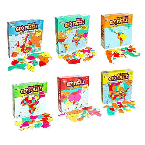 【中古】【未使用・未開封品】GeoToys - 6個のジオパズル 個々のボックスに - 男の子と女の子のための教育的な子供のおもちゃ、50個以上の地理ジグソーパズル ジャンボサイズ