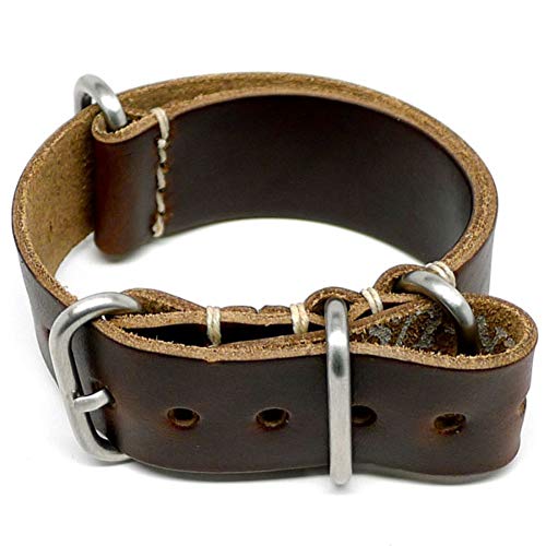 【中古】【未使用・未開封品】[DaLuca] NATO Watch Strap - Brown Chromexcel (Matte Buckle) : 24mm
