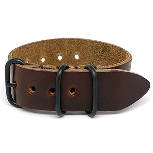 【中古】【未使用・未開封品】[DaLuca] 1 Piece NATO Watch Strap - Brown Chromexcel (PVD Buckle) : 26mm