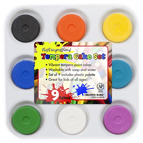 【中古】【未使用・未開封品】First Impressions Tempera Paint Cake Set of 9 with Palette
