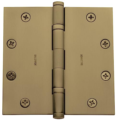 【中古】【未使用・未開封品】Baldwin 1051.I 13cm x 13cm Solid Brass Square Corner Ball Bearing Mortise Hinge - Si