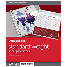 【中古】【未使用・未開封品】Office Depot トップローディングシートプロテクター 標準重量 ノングレア 100枚入りボックス 498761