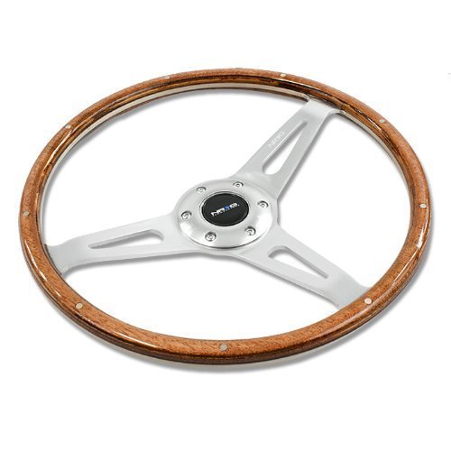 【中古】【未使用・未開封品】NRG Innovations ST-065 365mm 6穴 木目 ラージ レーシング ステアリングホイール ポリッシュ アルミニウム リベット ホーンボタン付き ST-065|AJIMURA-SHOP