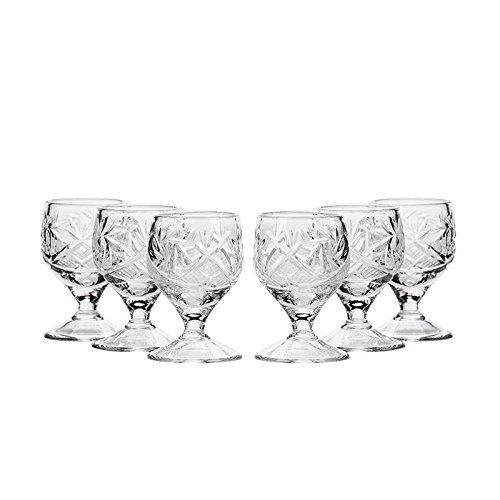 【中古】【未当て嵌める・未開封品】SET of 6 Russian CUT Crystal Shot Glasses on Short Stem 50ml Hand Made by Belarus