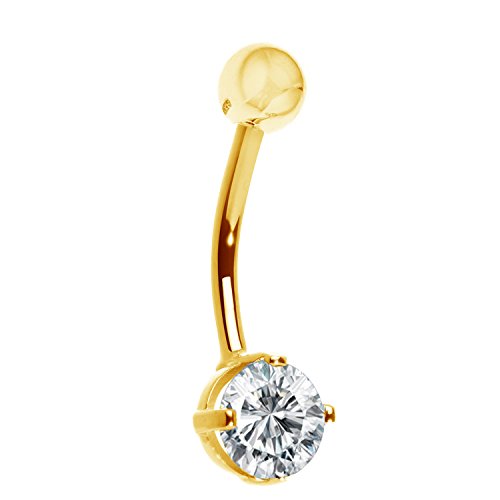 【中古】【未当て嵌める・未開封品】Ritastephens 14K ソリッドゴールド 黄色 お臍輪っか キュービックジルコニア 上半身美術, 該当なし, キュービックジルコニア