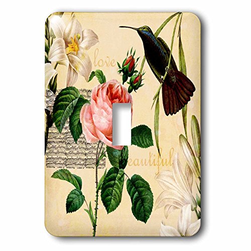 【中古】【未使用・未開封品】3drose LLC lsp _ 63549?_ 1美しいハチドリwith Lilies and aピンクローズヴィンテージアートSingle切り替えスイッチ