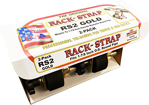 【中古】【未当て嵌める・未開封品】Rack-Strap RS2 Yellow Zinc Plated Steel Frame Curved Mounting Bracket with 8\u0027 Black Polyester Strap, 500 lbs Load Capacity, For 1-7/8 O