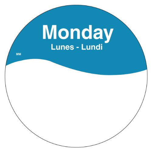 【中古】【未当て嵌める・未開封品】DayMark MoveMark Day of the Week Trilingual Label, 3\" Circle Monday IT1101081 500"