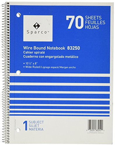 【中古】【未使用・未開封品】Sparcoノートブック、1?Subject、10???1?/ 2?x 8インチ、ワイドルールド、70シート, Assorted ( spr83250?)