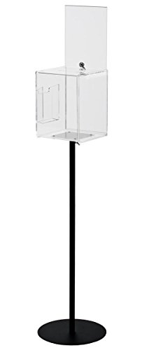 【中古】【未当て嵌める・未開封品】displays2go Floor Standing Ballotsボックス席with Side衣嚢のエントリの質問用紙と知らせ保持者、クリアアクリルボックスwithブラックスチ パソコン・周辺機器-その他