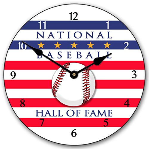 【中古】【未使用・未開封品】Baseball ホール・オブ・フェイム 壁掛け時計 8サイズ 寝室 リビングルーム キッチン 静音 米国製 ハンドメイド