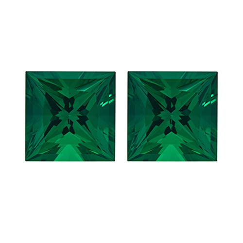 【中古】【未使用・未開封品】0.25???0.31?CTSの3?x 3?mm AAA Squareロシアラボ作成エメラルド( 2個) Loose宝石|AJIMURA-SHOP