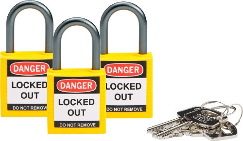 【中古】【未使用・未開封品】Brady 118961 Yellow, Brady Compact Safety Lock - Keyed Alike (3 Locks) by Brady