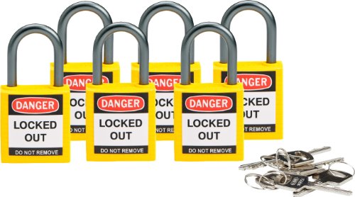【中古】【未使用・未開封品】Brady 118962 Yellow, Brady Compact Safety Lock - Keyed Alike (6 Locks) by Brady