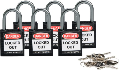 【中古】【未使用・未開封品】Brady 118934 Black, Brady Compact Safety Lock - Keyed Different (6 Locks) by Brady