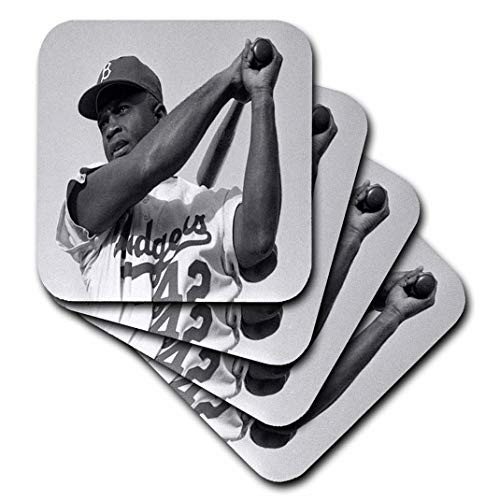 【中古】【未使用・未開封品】(set-of-8-Soft) - 3dRose cst_80393_2 Picture of Jackie of The Brooklyn Dodgers-Soft Coasters, Set of 8