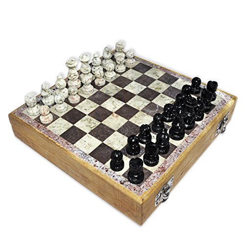 【中古】【未使用・未開封品】Wooden Chess Set Marble Pieces from India, 8\