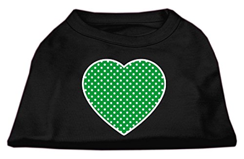 【中古】【未使用・未開封品】Mirage Pet Products 51-100 MDBK Green Swiss Dot Heart Screen Print Shirt Black Med - 12