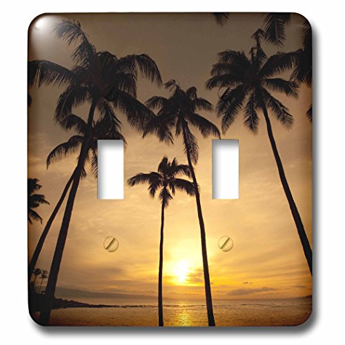 【中古】【未当て嵌める・未開封品】3drose LSP _ 89745?_ 2アロハ州、Kapalua Beach Sunset and palm trees us12?dpb1667?Douglas Peeblesダブルうつり変わり取り替えっこ