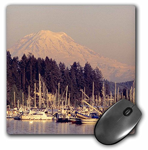 【中古】【未使用・未開封品】3drose 8?x 8?x 0.25インチマウスパッド、wa、Gig港、Fishing Boats with Mt Rainier ( MP _ 95936?_ 1?)