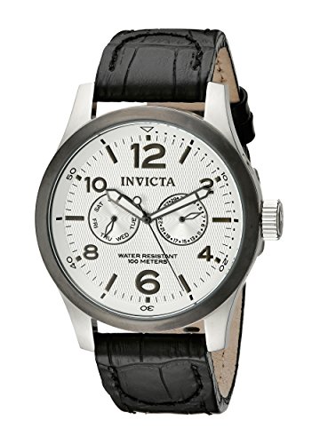【中古】【未当て嵌める・未開封品】Invicta Men\u0027s 13009 I-Force Silver Textured Dial Black Leather Watch