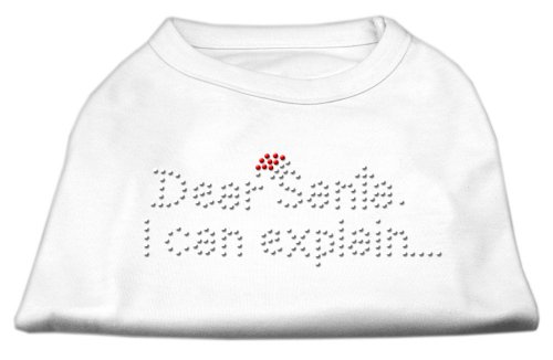 【中古】【未使用・未開封品】Mirage Pet Products 52-25-06 SMWT Dear Santa I Can Explain Rhinestone Shirts White S - 10画像