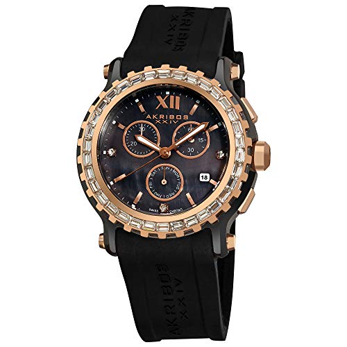 【中古】【未当て嵌める・未開封品】Akribos XXIV Women \u0027s ak545bk Swiss Quartz Chronograph Ceramic Rubber Strap Watch その他-靴