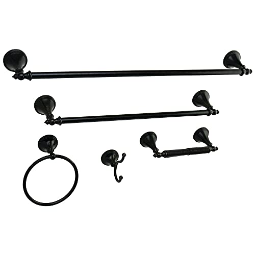 【中古】【未使用・未開封品】Kingston Brass BAHK1612478ORB Naples 5-Piece Accessory Set with 18 & 24 Towel Bar, Towel Ring, Robe Hook & Toilet Paper Holder, Oil Rub|AJIMURA-SHOP