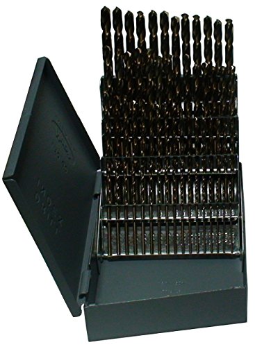 【中古】【未当てはめる・未開封品】Drill America D/A60J-CO-SET 60 Piece Cobalt Steel Jobber Length Drill Bit Set インチ Metal Case, Gold Oxide Finish, Round Shank, Spiral Flu
