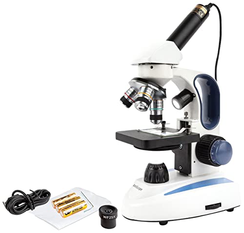 【中古】【未使用・未開封品】AmScope 1.3MPカメラとトップ＆ボトムライト付き40X-1000Xのデジタルコードレスライト複合顕微鏡