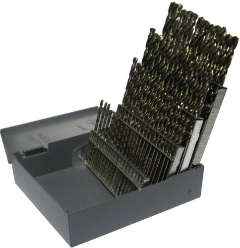 【中古】【未当てはめる・未開封品】Drill America D/A60S-CO-SET 60 Piece Cobalt Steel Screw Machine Length Drill Bit Set インチ Metal Case, Gold Oxide Finish, Round Shank, Spi