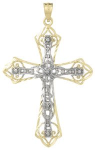 【中古】【未使用・未開封品】ゴールドチャーム透かし細工クロスとカットアウトレイヤ2色