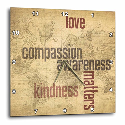 【中古】【未当て嵌める・未開封品】3dRose dpp_33723_3 Love and Kindness Matters 現実軍用地図 インスピレーションアートウォール時辰儀 15x15in