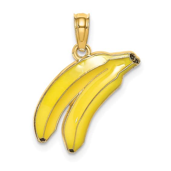 【中古】【未当て嵌める・未開封品】14?Kイエローゴールドフルーツチャームペンダント、2d Bananas with黄色エナメル