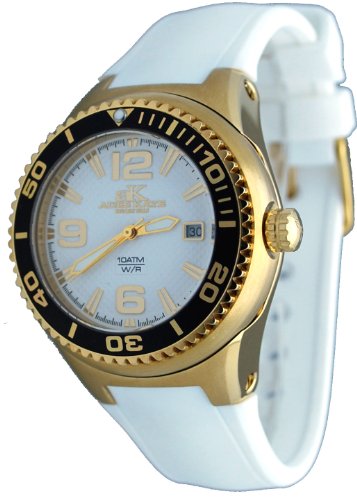 【中古】【未使用・未開封品】Adee Kaye # 2230ss-lg Women 's Neptune CollectionステンレススチールシリコンバンドWhite and Gold Watch